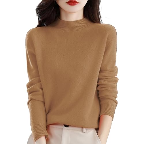 Cashmere Sweaters for Women Mock Neck Comfy Soft Long Sleeve Pullover Sweater Fall Fashion Tops