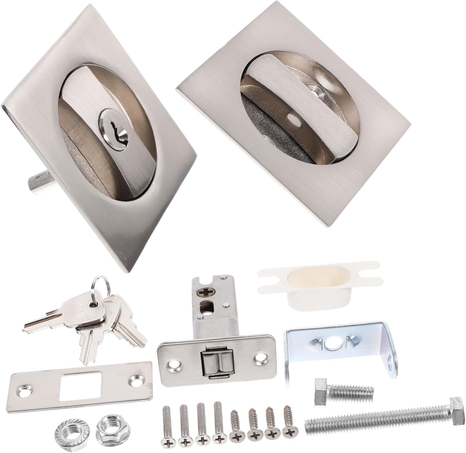 Invisible Pocket Door Lock Metal Construction Privacy Lock for Bedrooms Bathrooms