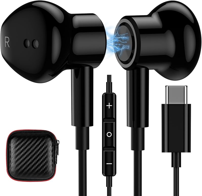 USB C Headphones Magnetic Wired Earbuds for iPhone 17 Pro Max 16 15 16e 17e | Noise Isolation In Ear Headphone with Mic Type C Earphone for Samsung S26 Ultra S25 S23 A17 Z Flip 8 for iPad A16 Pixel 10a 9