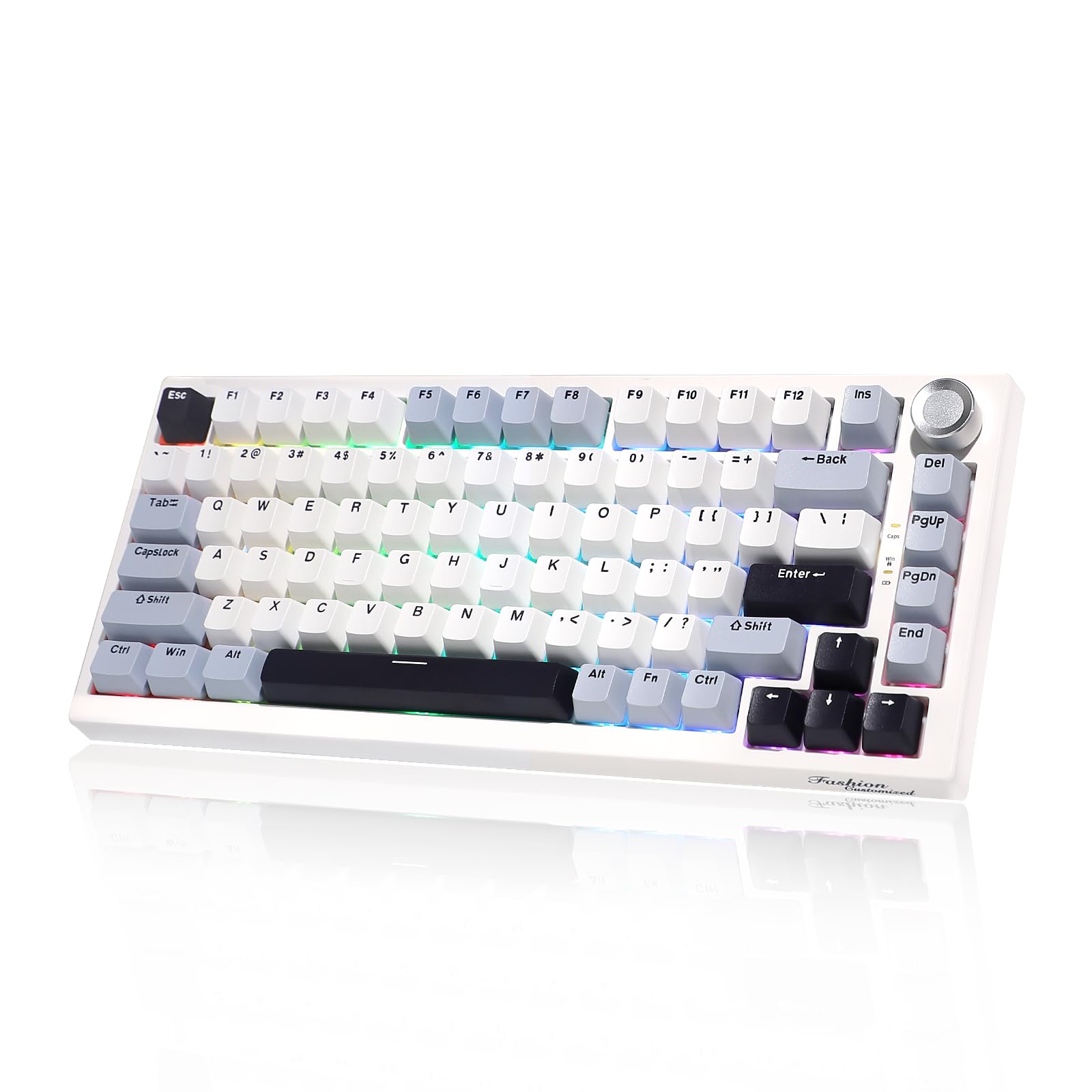 Tastiera meccanica wireless K81, tastiera 75% con manopola, Bluetooth/2.4G/USB, hot swap, tastiera da gioco RGB con tasti completi anti-ghosting, per Windows e Mac