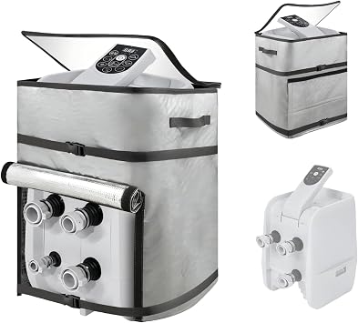 Insulated Hot Tub Pump Cover,Waterproof Spa Heater Pump Cover with Clear PVC Window,Energy-Saving and Eco-Friendly Insulation for Winter Freeze ProtectionNo Bottom,Siver,16.9" x14.9"x21.2"