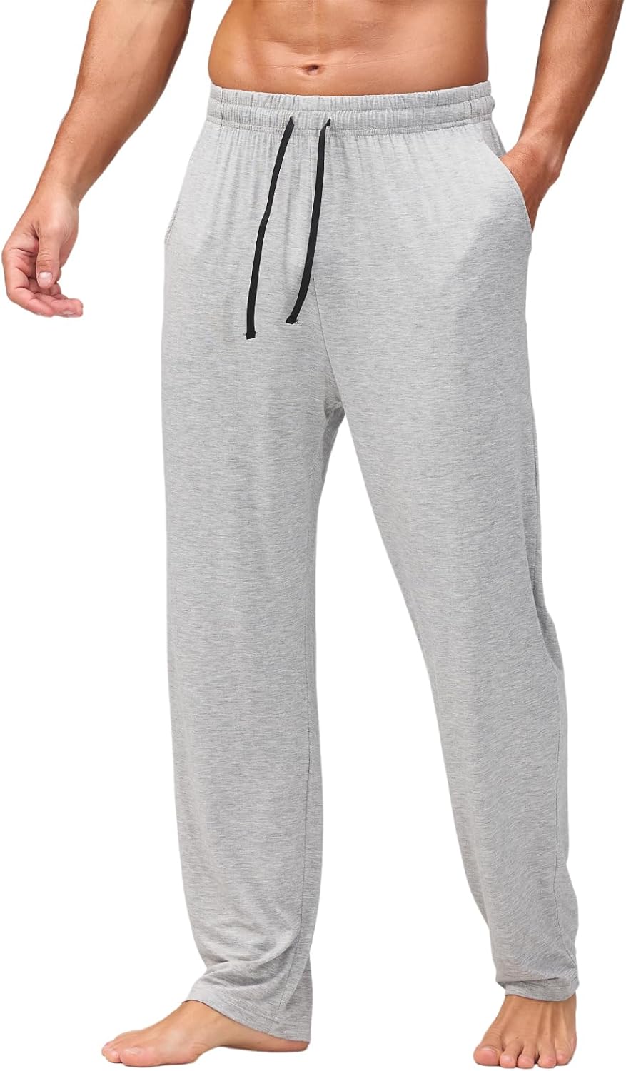 AMY COULEE Mens Pajama Bottoms, Bamboo Rayon Sleep Pants for Men, Lightweight Comfy Pjs Pants with Pockets