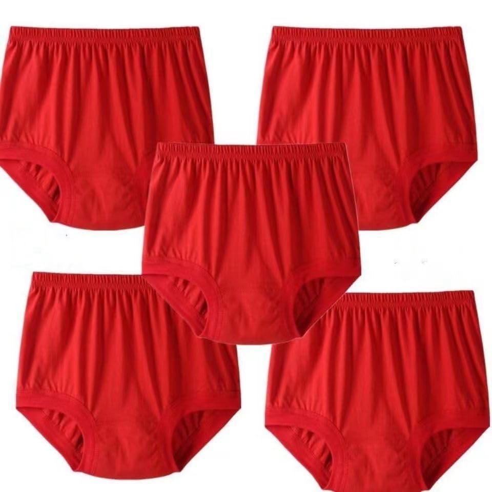 LCLCLLC Lot de 5 culottes taille haute pour femme, culottes douces et extensibles avec couverture complète et tissu en coton respirant, Rouge, 3XL