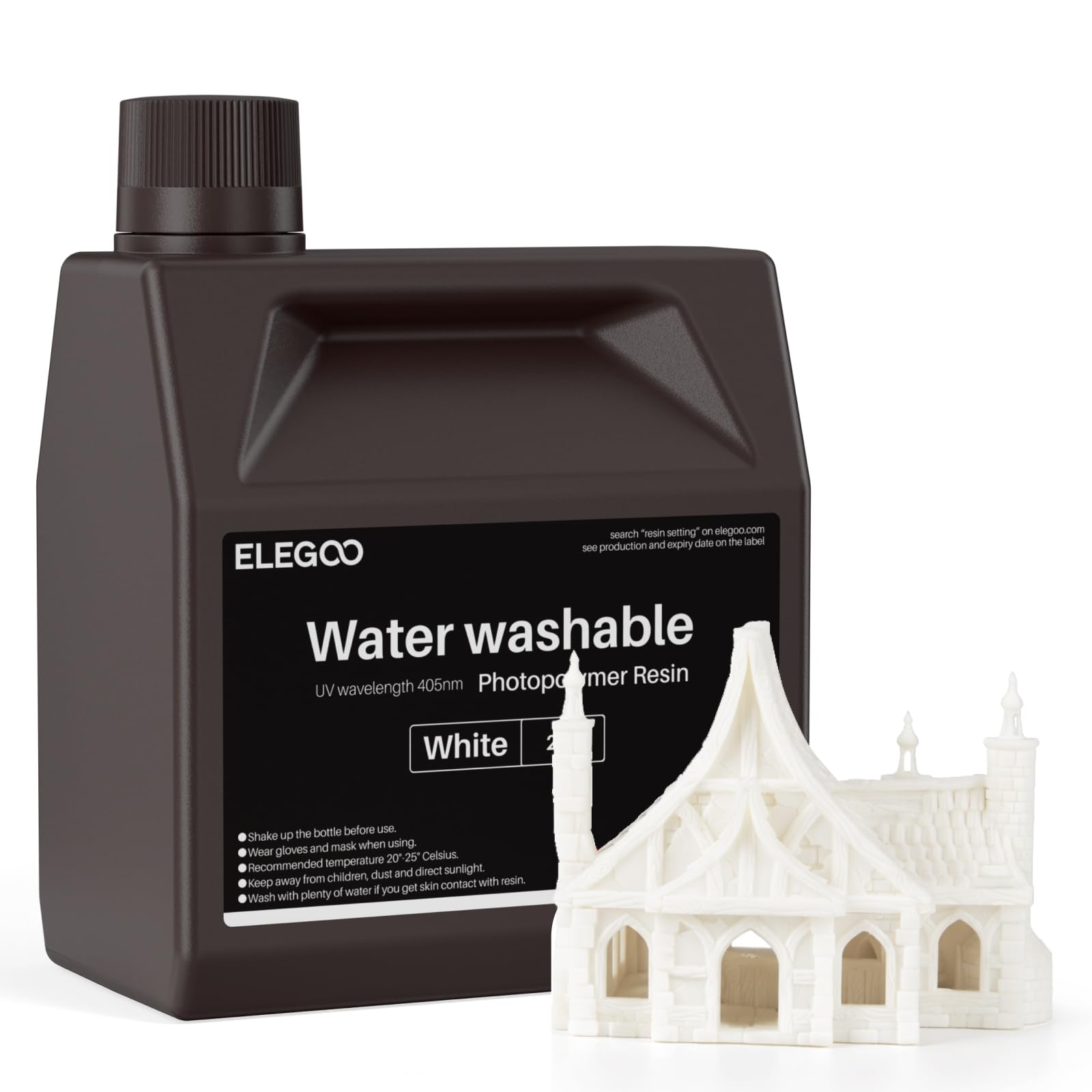ELEGOO Water Washable 3D Printer Resin LCD UV-Curing Resin 405nm Standard Photopolymer Resin for Mars Saturn Jupiter MSLA DLP LCD 3D Printing 2000Gram