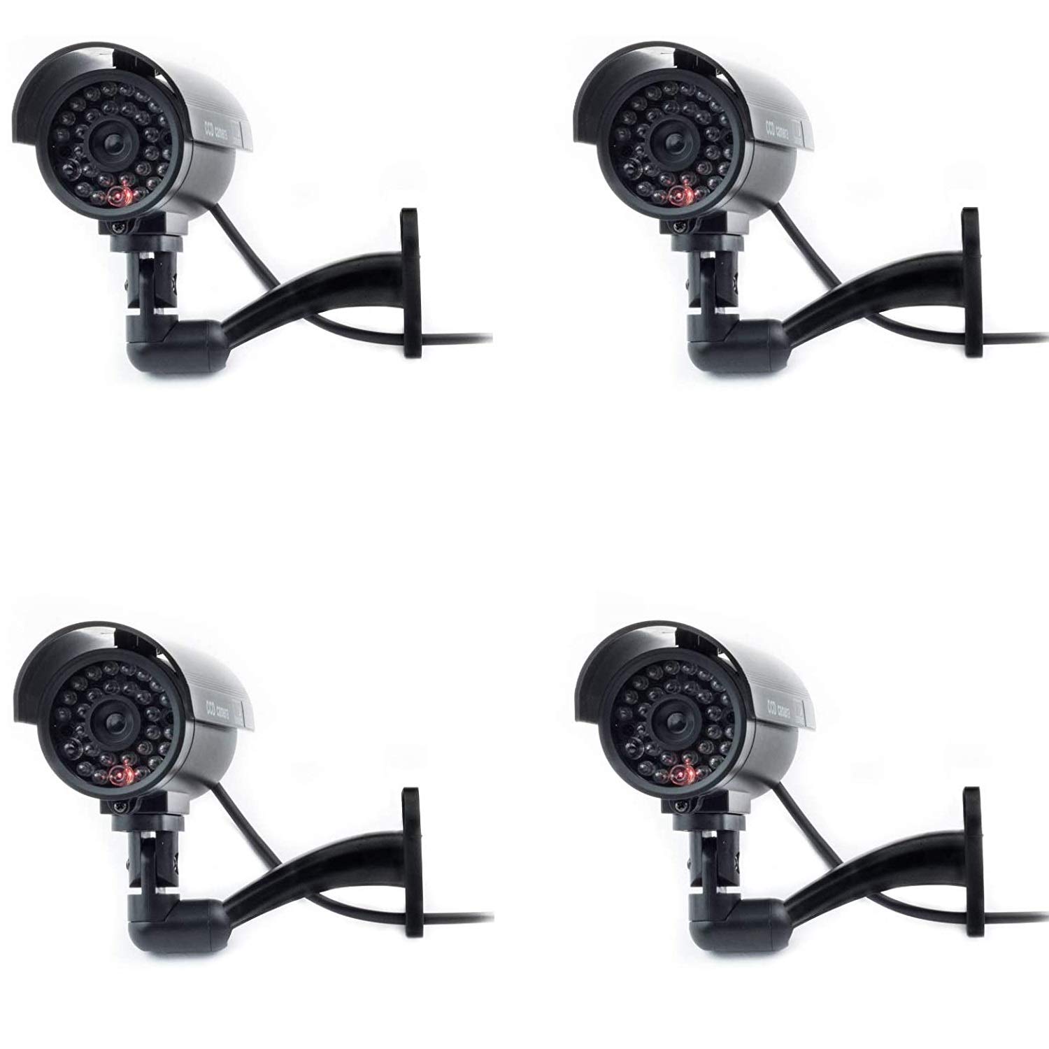 Digicharge 4Pcs Dummy Cctv Camera Outdoor Indoor Fake Cctv Security Imitation Surveillance Cam Flashing Led (, 4Pcs)
