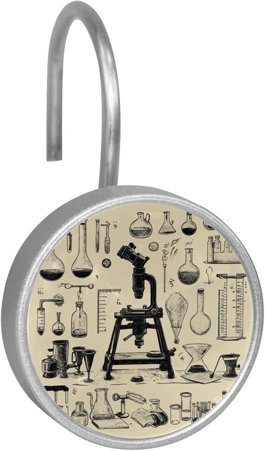 12PCS_Chemistry Scientific Education Elements Shower Curtain Hooks Metal Rust Resistant Decorative Shower Curtain Hooks Bathroom Decorations