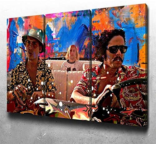 NATVVA 3 Pieces Fear and Loathing Posters Prints Canvas Wall Art Painting Framed Modular Pictures for Living Room Home Decor