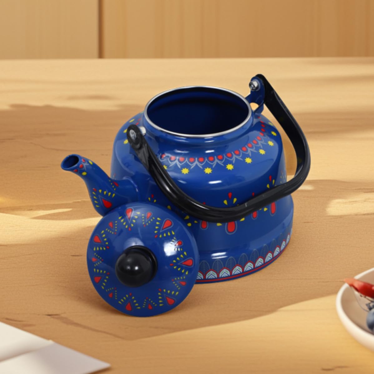 jojofuny Tetera Esmaltada Vintage de 1.7 L para Hervir Agua Rápido en Cocina, Hervidor de Agua con Diseño Retro y Uso Versátil para Hogar y Camping