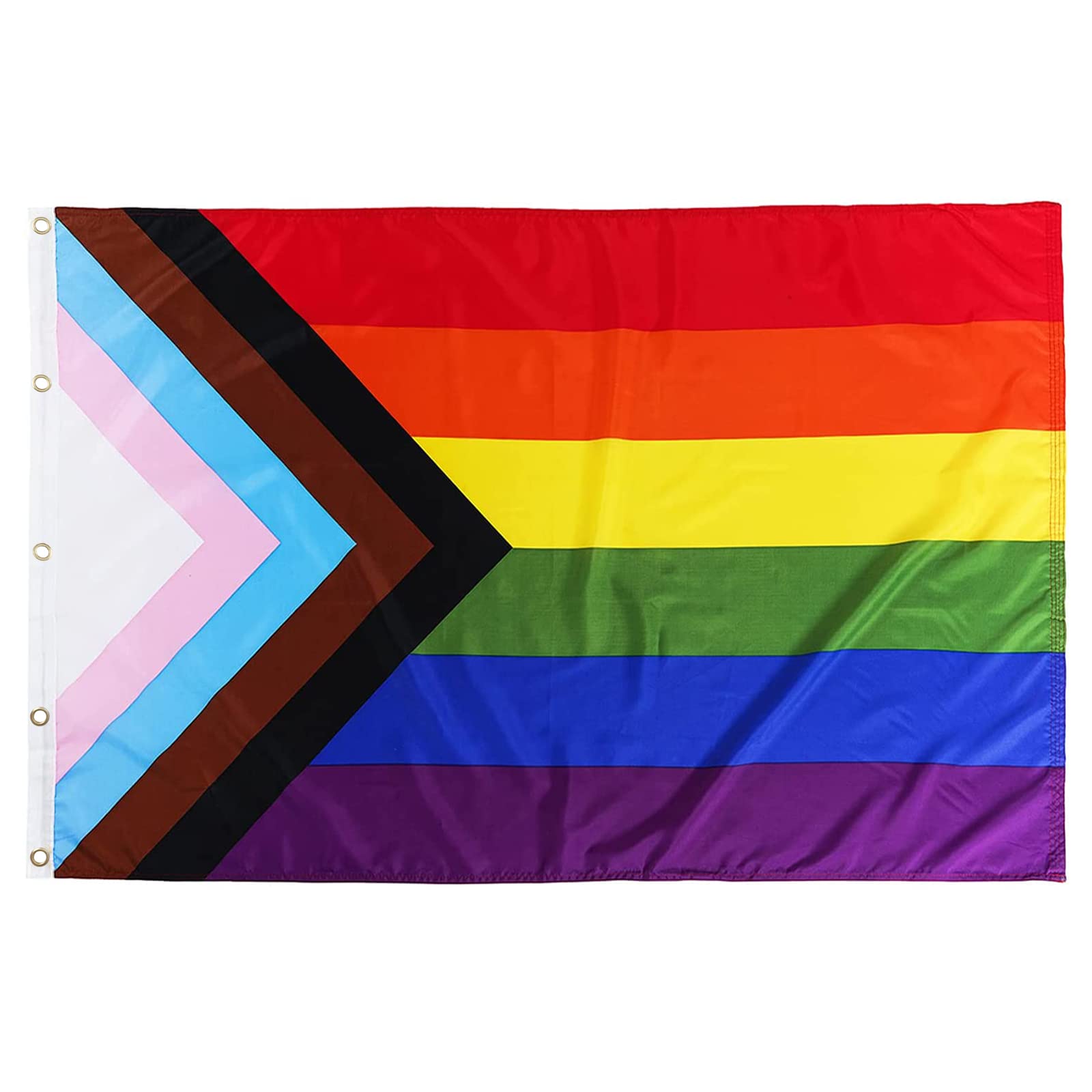 TOPFLAGSTOPFLAGS Pride Flag Outdoor Progress Pride Flags 10x15 Large Gay Bisexual LGBTQ+ Rainbow Banner Fade-resistant