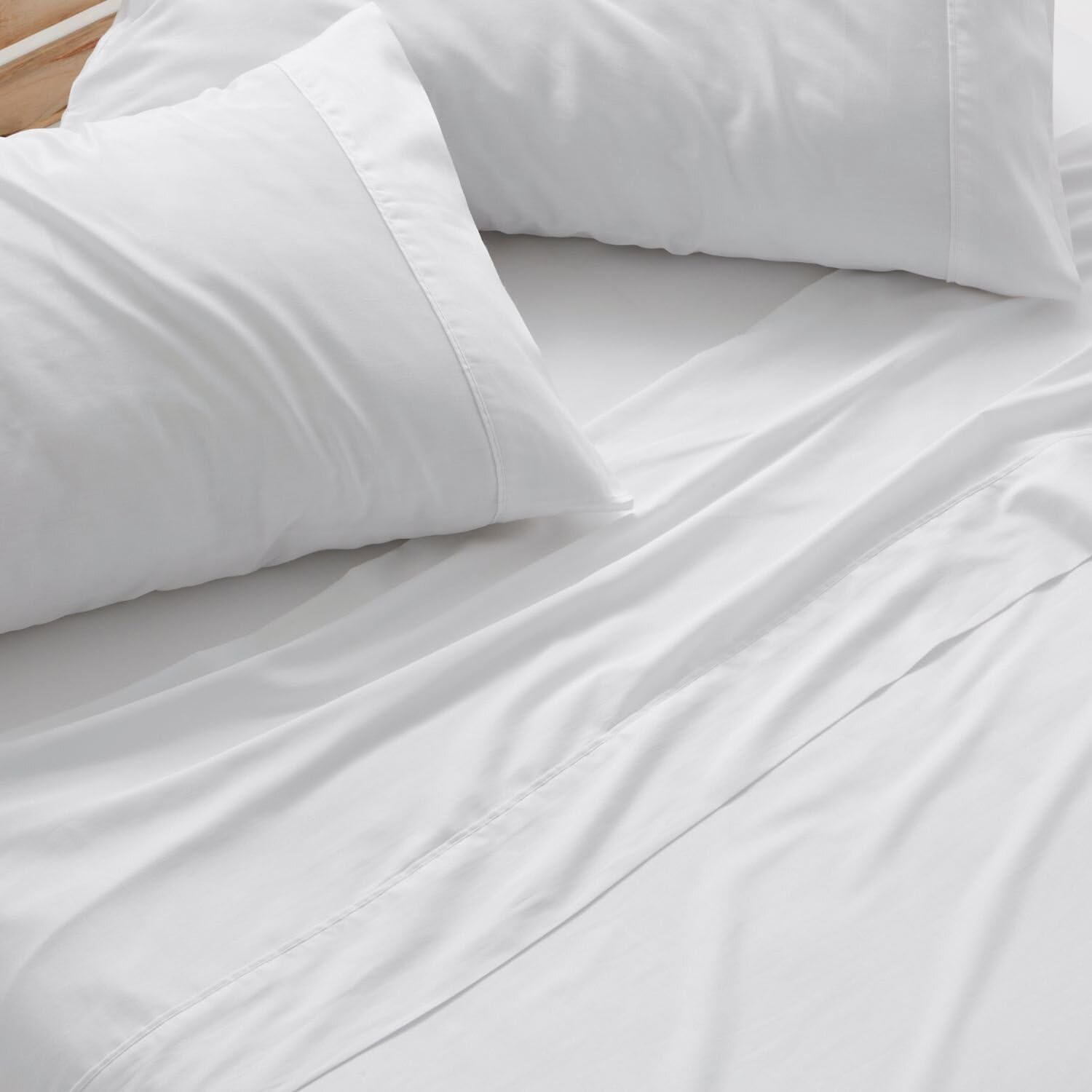 Burrito Blanco Atelier CASA Parure de lit 3 pièces 3 pièces 100% Coton satiné 300 Fils (Drap Plat, taie d'oreiller et Drap) Blanc 405 (160 x 190/200 cm)