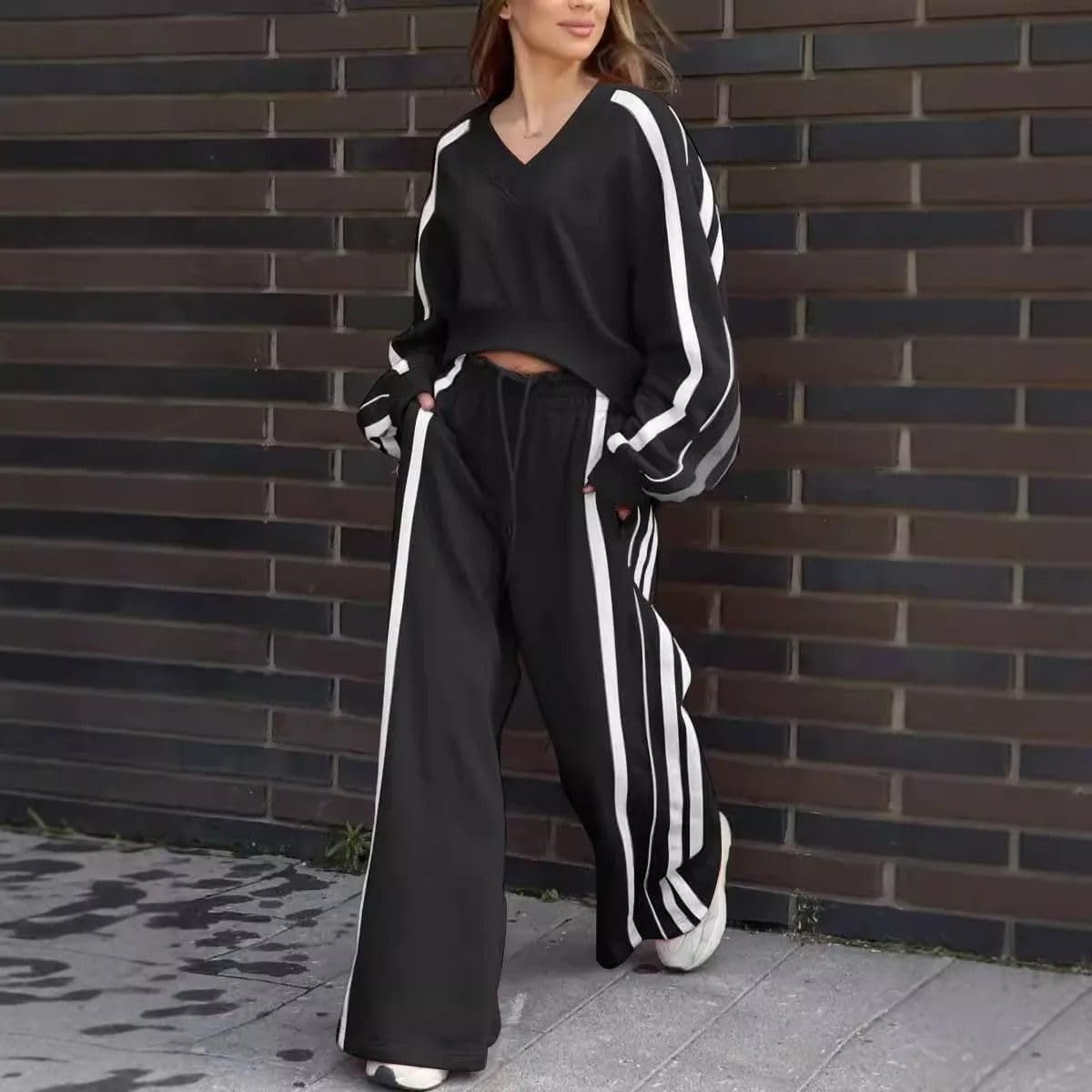 Ensemble 2 pièces sport pour femme, sweat et pantalon de survêtement décontracté