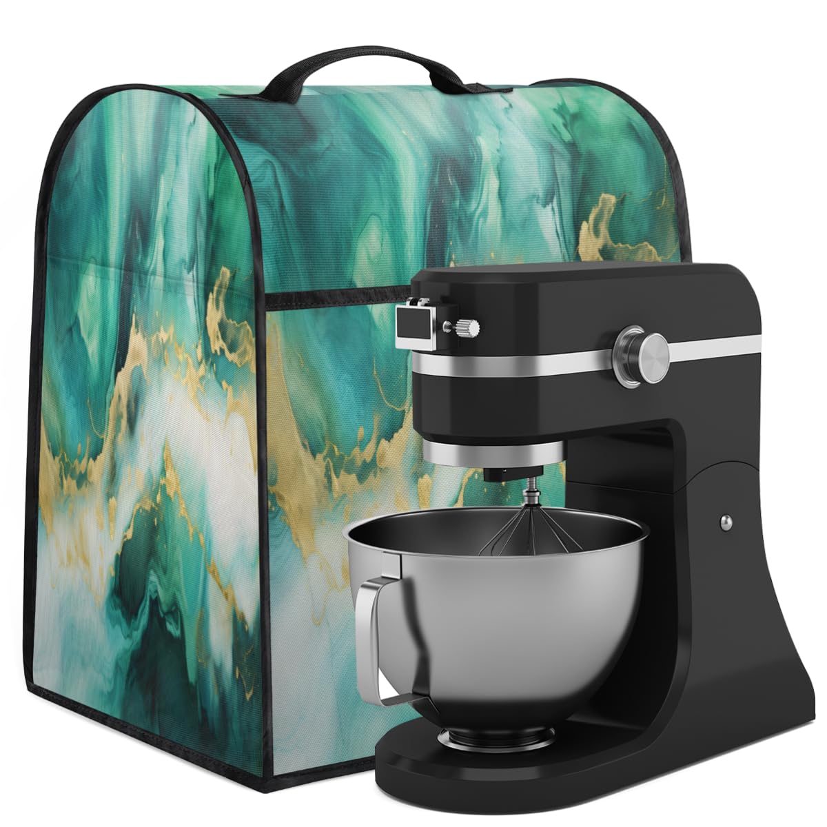 Coffee Maker Cover Marble Pattern Kitchen Appliance Covers Small Appliance Covers Blender Cover Juicer Cover Dust Covers for Kitchen Appliances with Top Handle and Pockets,Washable,B379