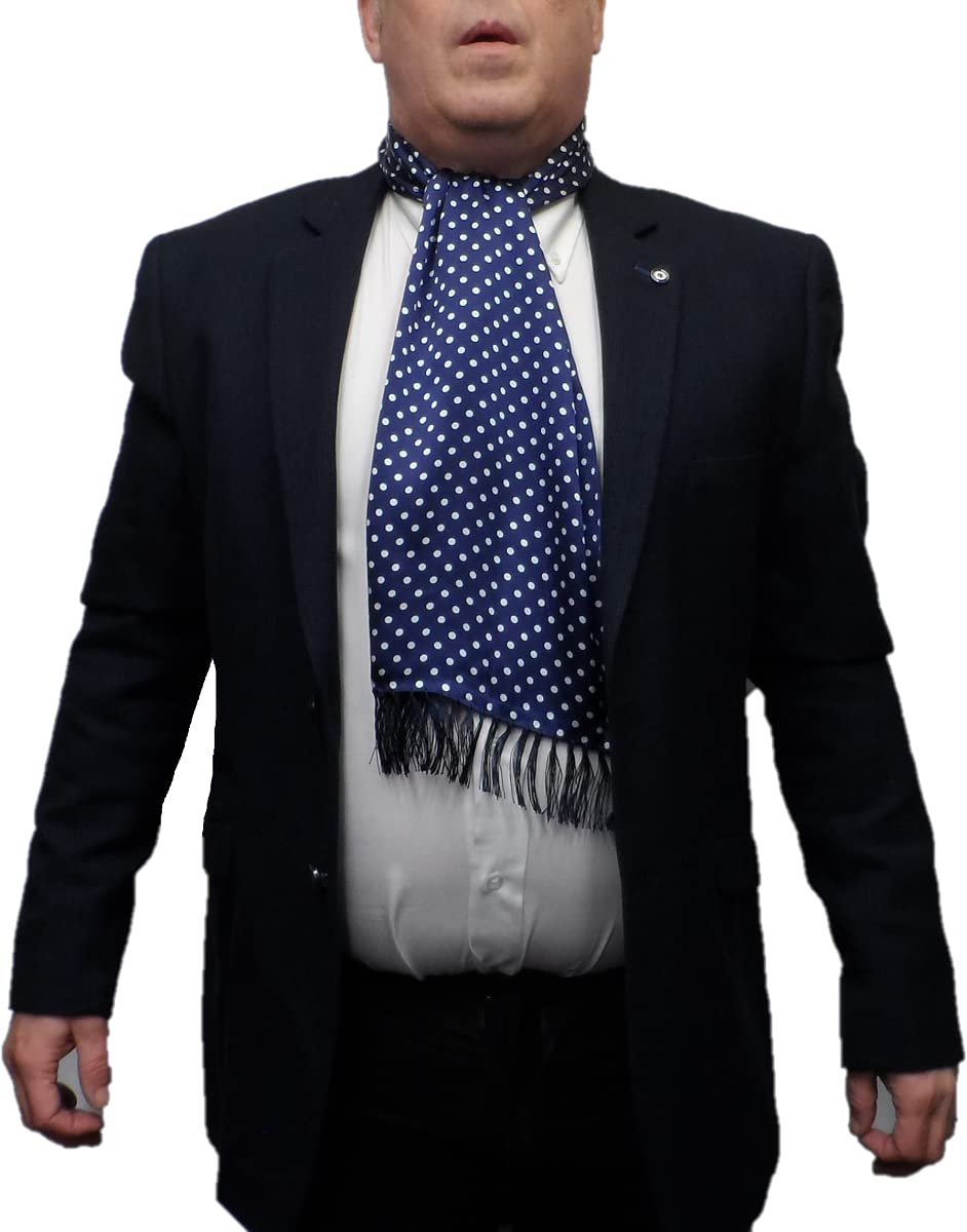 Tootal Men's Navy Large Polka Dot Print Vintage Scarf