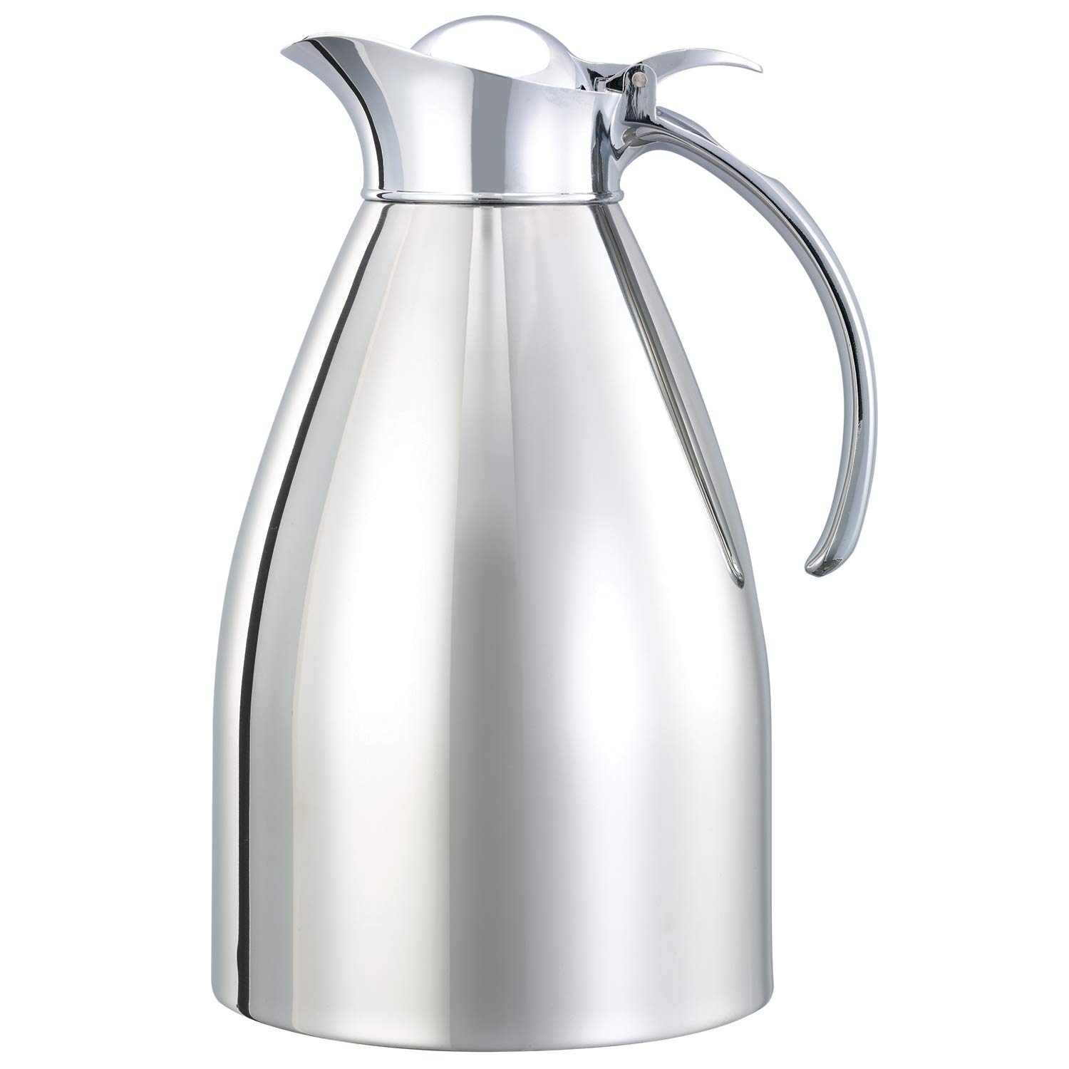 Service Ideas 982C15 Carafe with flip top lid, Stainless Steel, Polished Exterior, 1.5 L