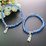 Baby Shower Stretchy Blue Crystal Bracelet Favors with Baby Bottle Charm (12Pcs)