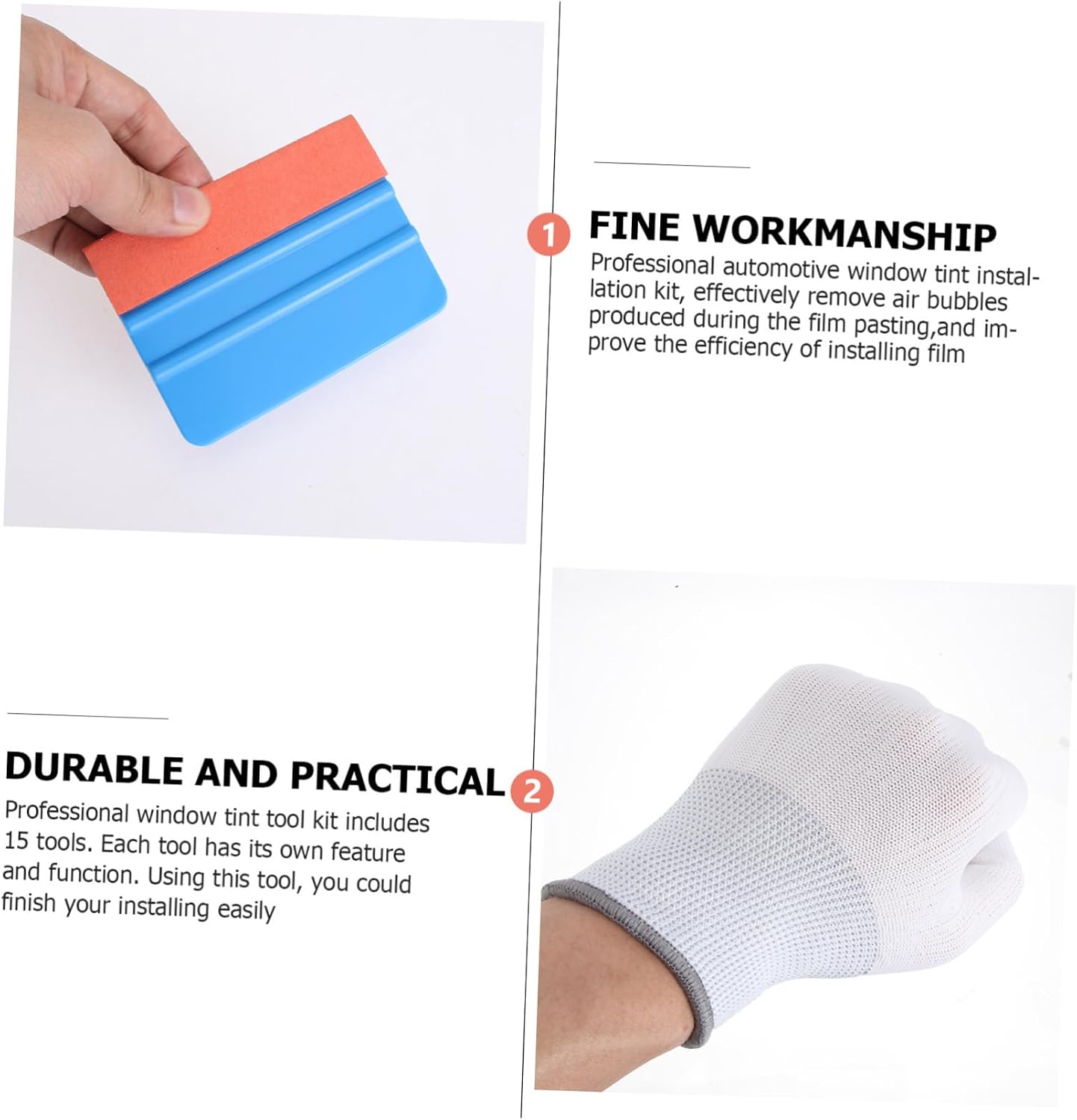 15pcs Film Wrapping Tool Kit Vinyl Window Tint Installation Set Squeegees Film Cutter and Automotive Accessories for Effortless Application and Bubble Removal