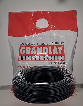 Electrical Wire-1.5 Sq.mm(Black) GRANDLAY PVC Insulated 180 Meter Single Core Flexible Copper