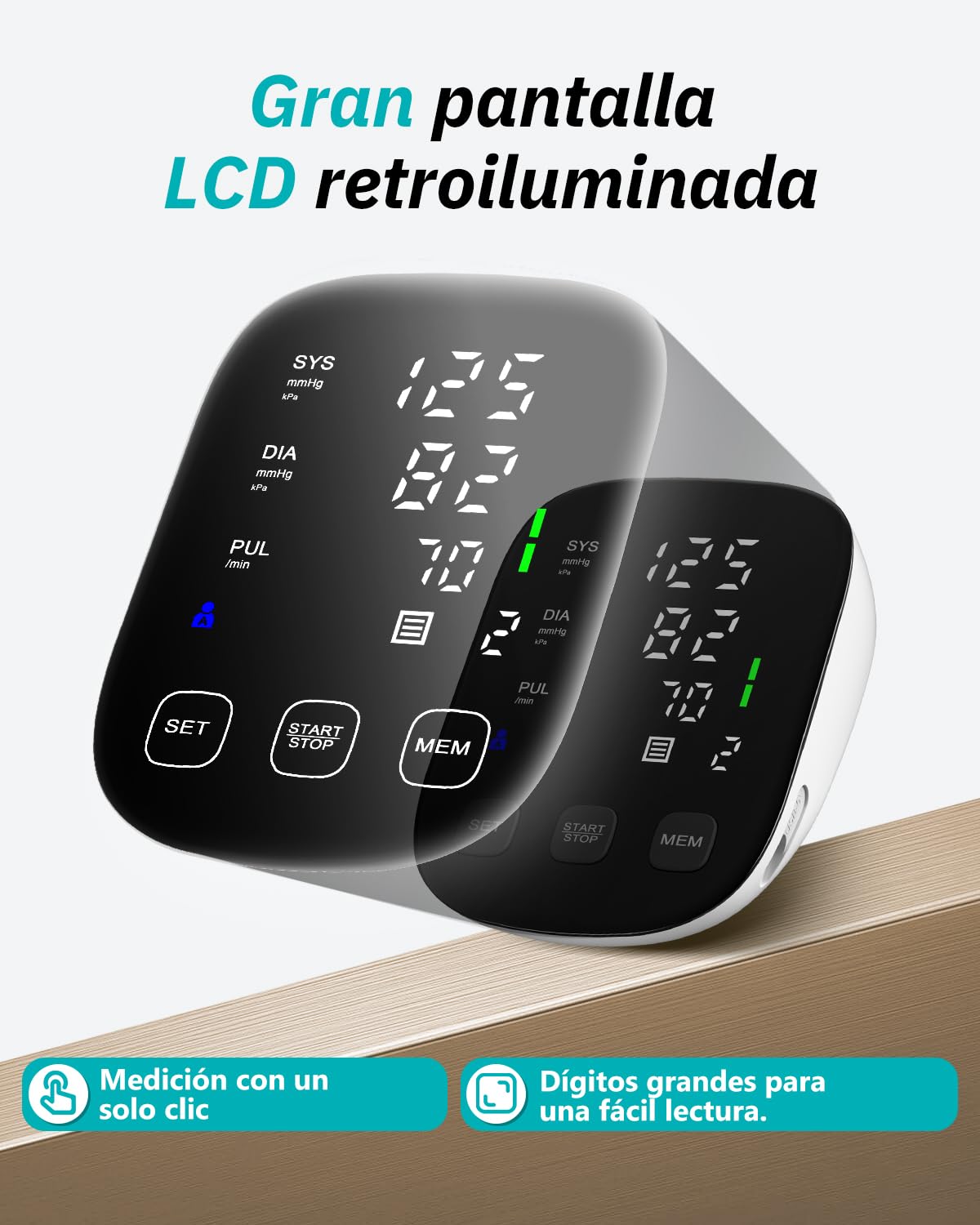 HealthTree Tensiómetro de Brazo,Monitor Presión Arterial Digital para Hogar | Brazalete Grande de 8.5"-16.5"— Pantalla LED de 5.5", Monitorear el Pulso y Frecuencia Cardíaca, Seguimiento de Memoria 2x90