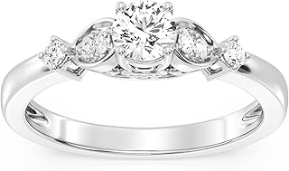 GILDED Women's Lab-Grown Diamond Engagement Ring, 1ct/0.75ct/0.5ct | Pear, Round, Square & Oval Cuts | 925 Sterling Silver or 14K Gold-Plated