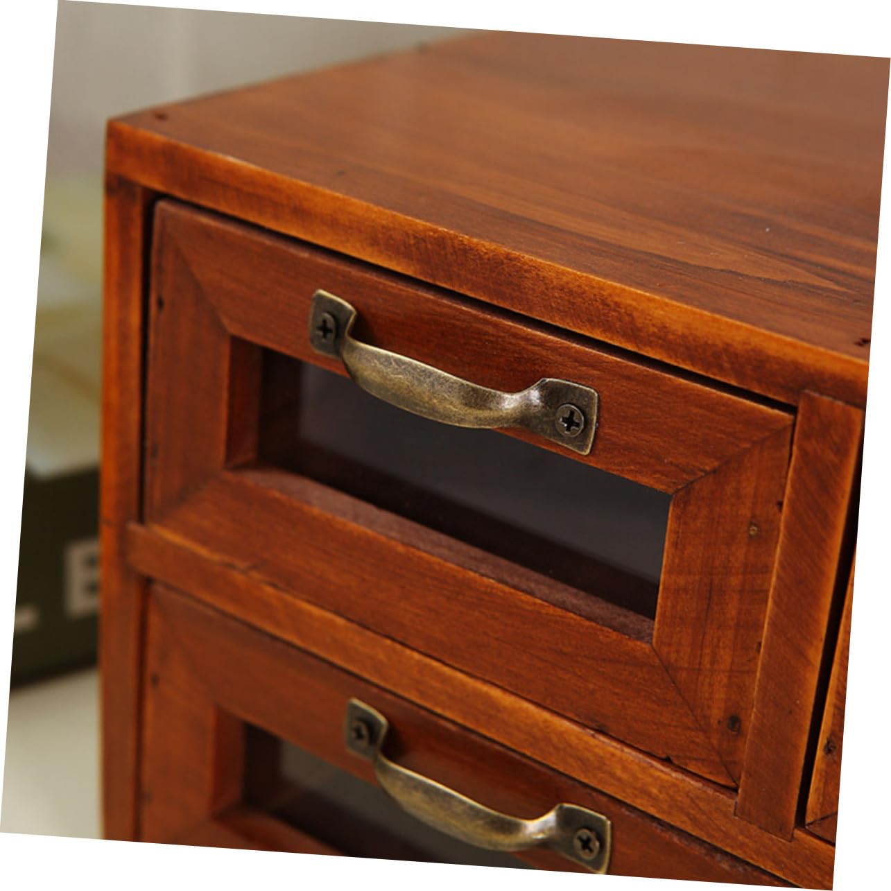 TOPBATHY Organizador de Encimera de Madera de Doble Capa con Cajones de Almacenamiento, 4 Cajones y 4 Compartimentos para Oficina