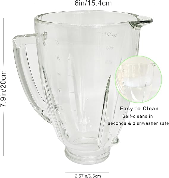 6 Cup Blender Glass Jar Replacement Parts with Blade for Oster Osterizer Classic Series NOT fit Pro Master or Versa models