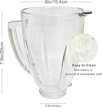 6 Cup Blender Glass Jar Replacement Parts with Blade for Oster Osterizer Classic Series NOT fit Pro Master or Versa models