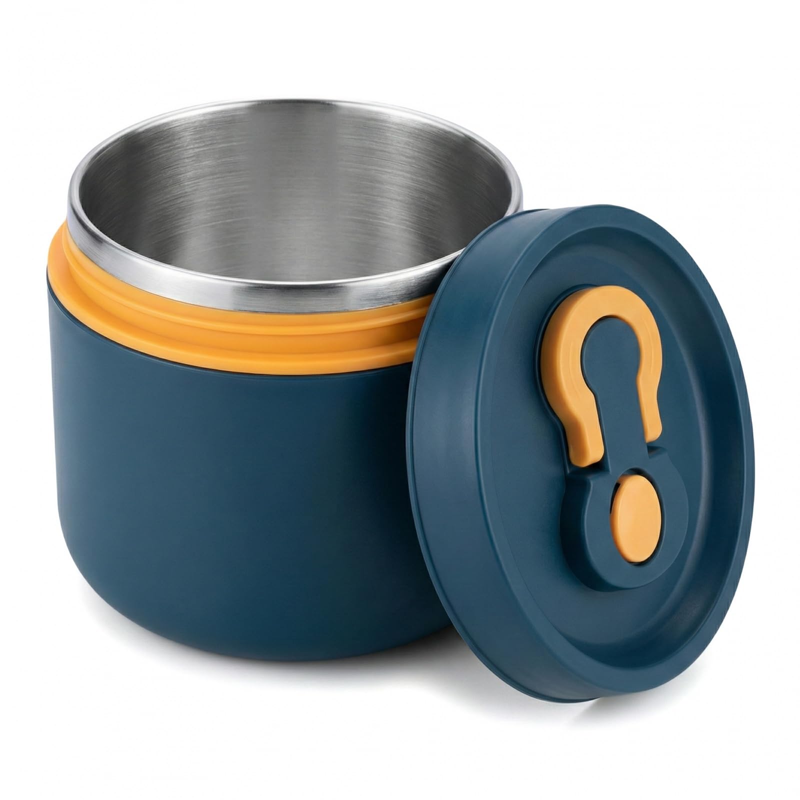 Dewocke Insulated Stainless Steel Food Container, 650ml Hot Food Lunch Box with Loop Lid Wide Mouth for Kids, Leak Proof for School, Picnic, Office, Thermal Lunch Box (Blue) โ image 1