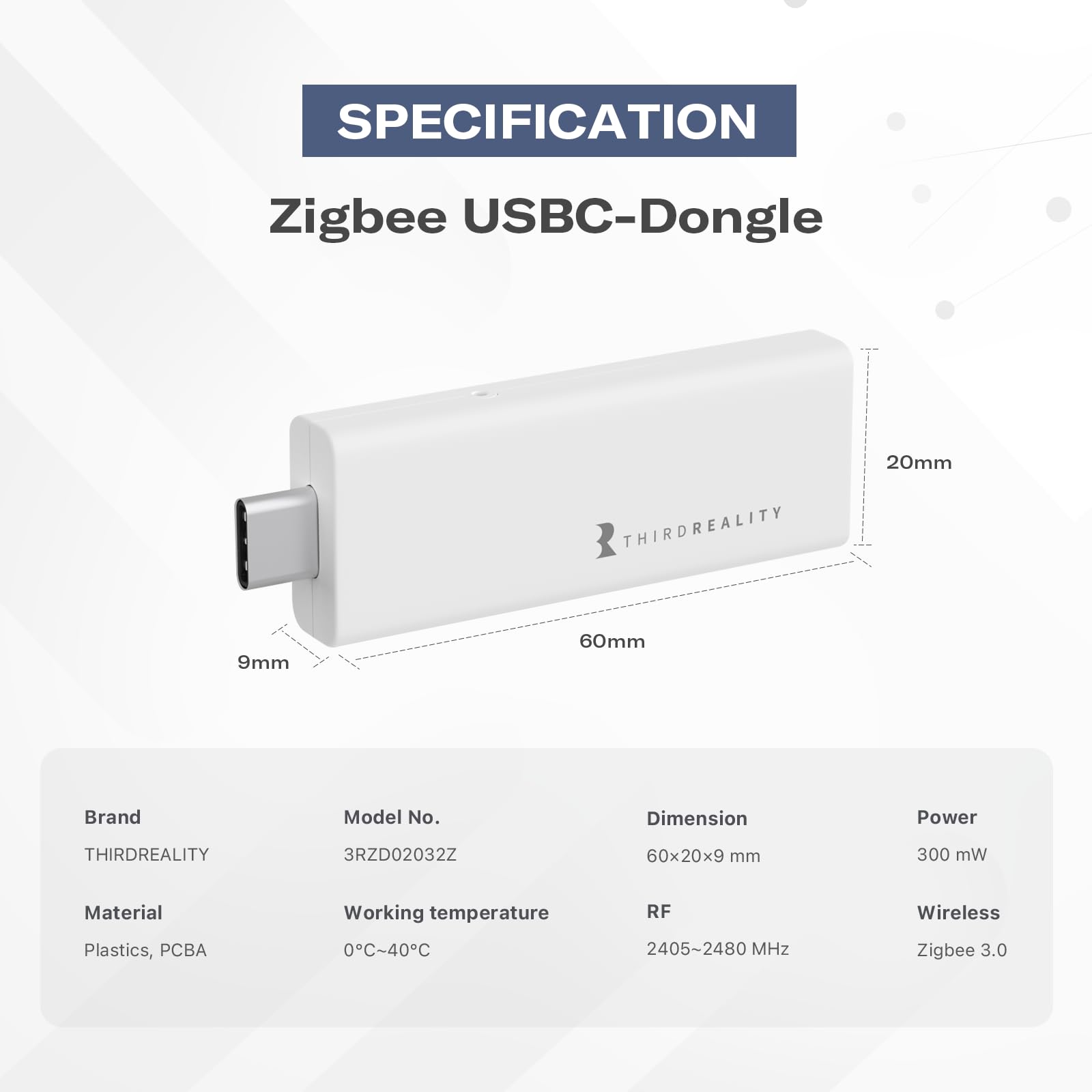 THIRDREALITY Zigbee 3.0 USBC-Dongle, Universal Zigbee USB Stick, Compatible with Zigbee2Mqtt