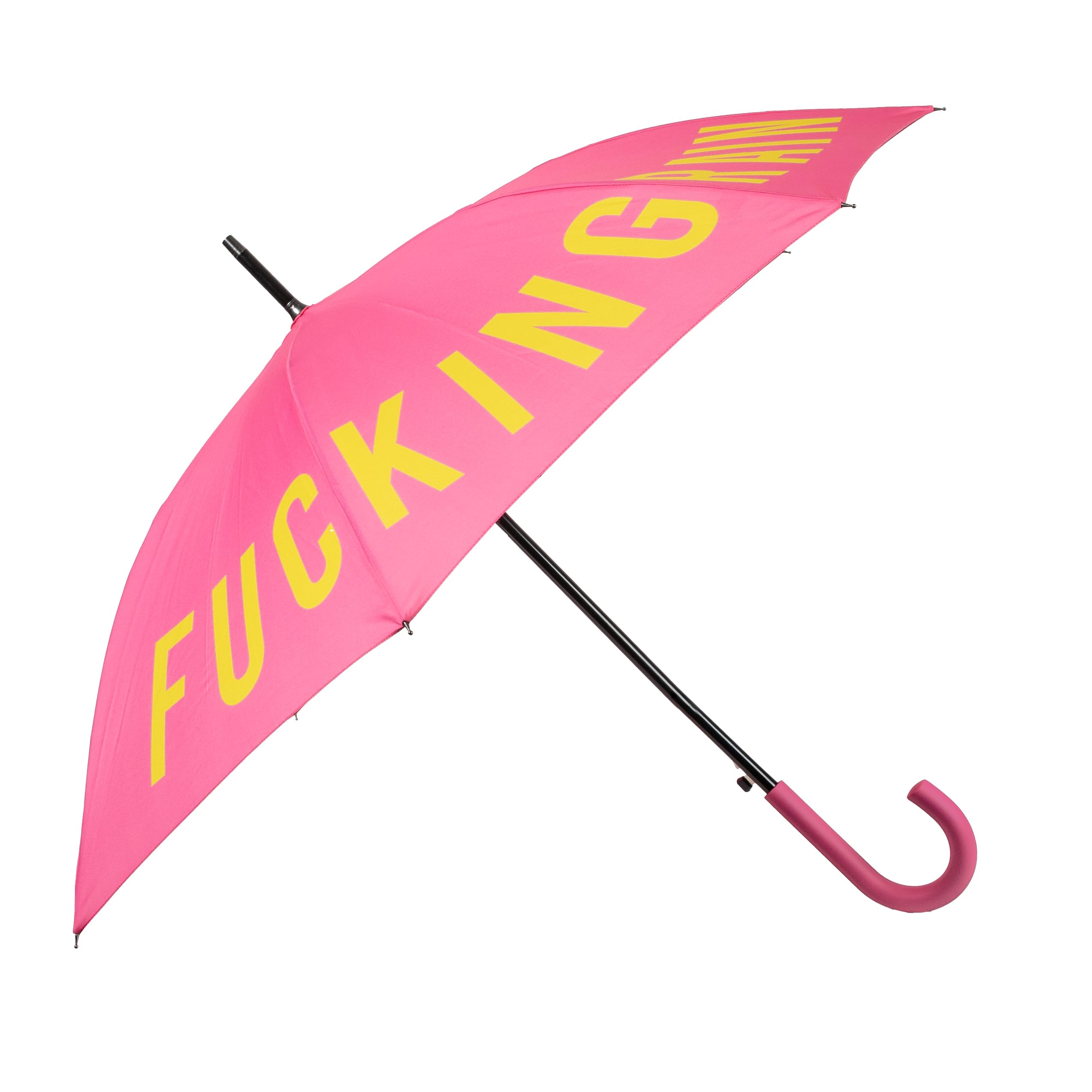 Fisura - Duży parasol "Fucking Rain". Różowy parasol młodzieżowy. Automatyczny parasol z przyciskiem. Wiatroodporny parasol. Parasol przeciwdeszczowy. Rozmiar: 106 cm średnicy.