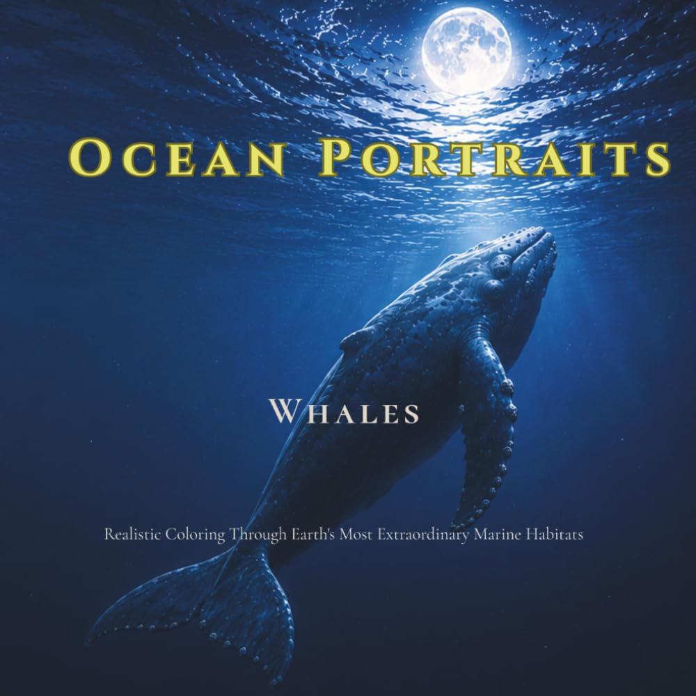 Ocean Portraits : Whales: 30 Realistic Whale Coloring Pages in Extraordinary Ocean Habitats - Adult Coloring Book