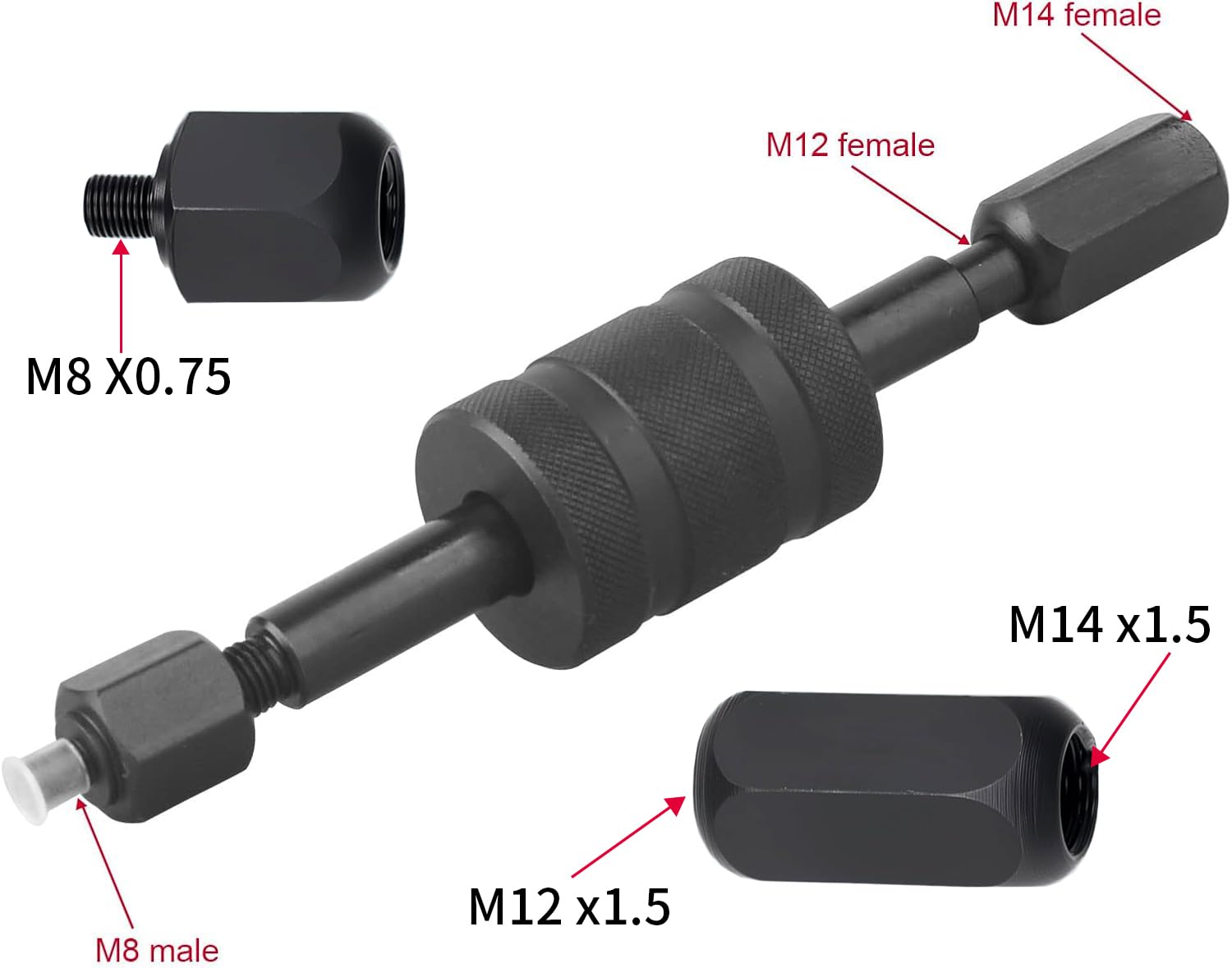DAYUAN Estrattore iniettore diesel con martello scorrevole, estrattore iniettori di carburante con adattatori filettati M8 M12 M14
