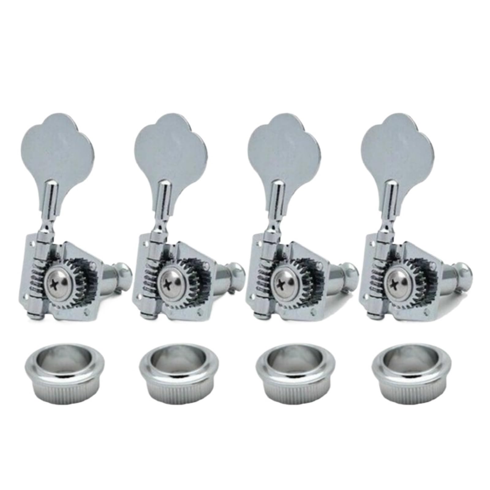 4R/4L/2R+2L Bassgitarren-Mechaniken, Stimmwirbel, Mechaniken, offenes Zahnrad-Set(4X L Silver)