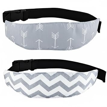 2 Pcs Baby Head Support Band for Stroller Car Seat Pillow Support Head Holder Belt for Kids Children Toddler Infant Sleeping TravelingGrey