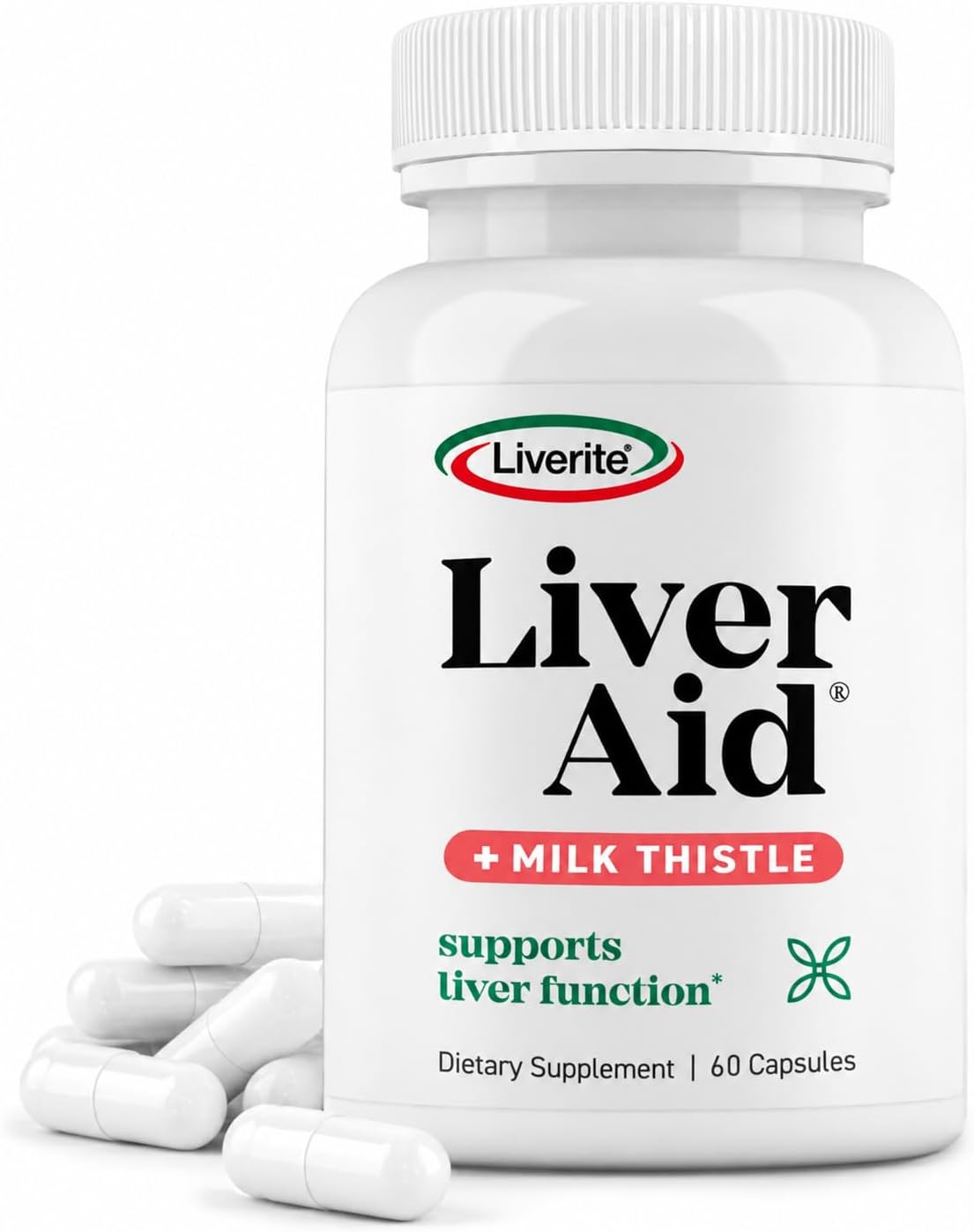 Liver Aid with Milk Thistle 60 Capsules, Liver Support Supplement with Amino Acids, Choline, Milk Thistle & Vitamin B12 โ Supports Healthy Liver Function, Energy & Metabolism