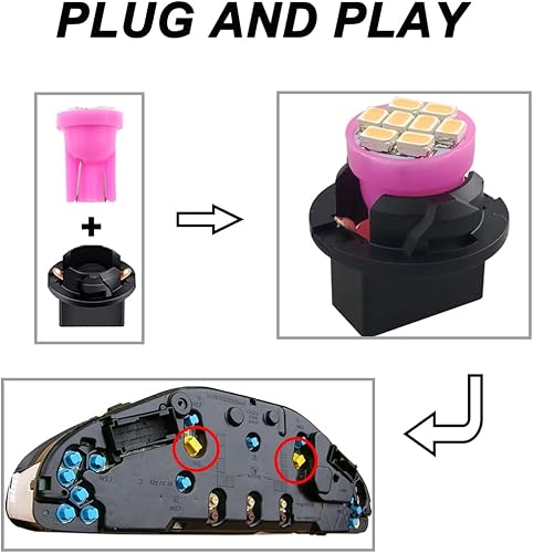 Miniatura 4 de T10 194 168 - Bombillas LED rosa y moradas para instrumentos con enchufe T10 Twist Lock Socket T10 Super brillante T10 Panel de instrumentos Medidor