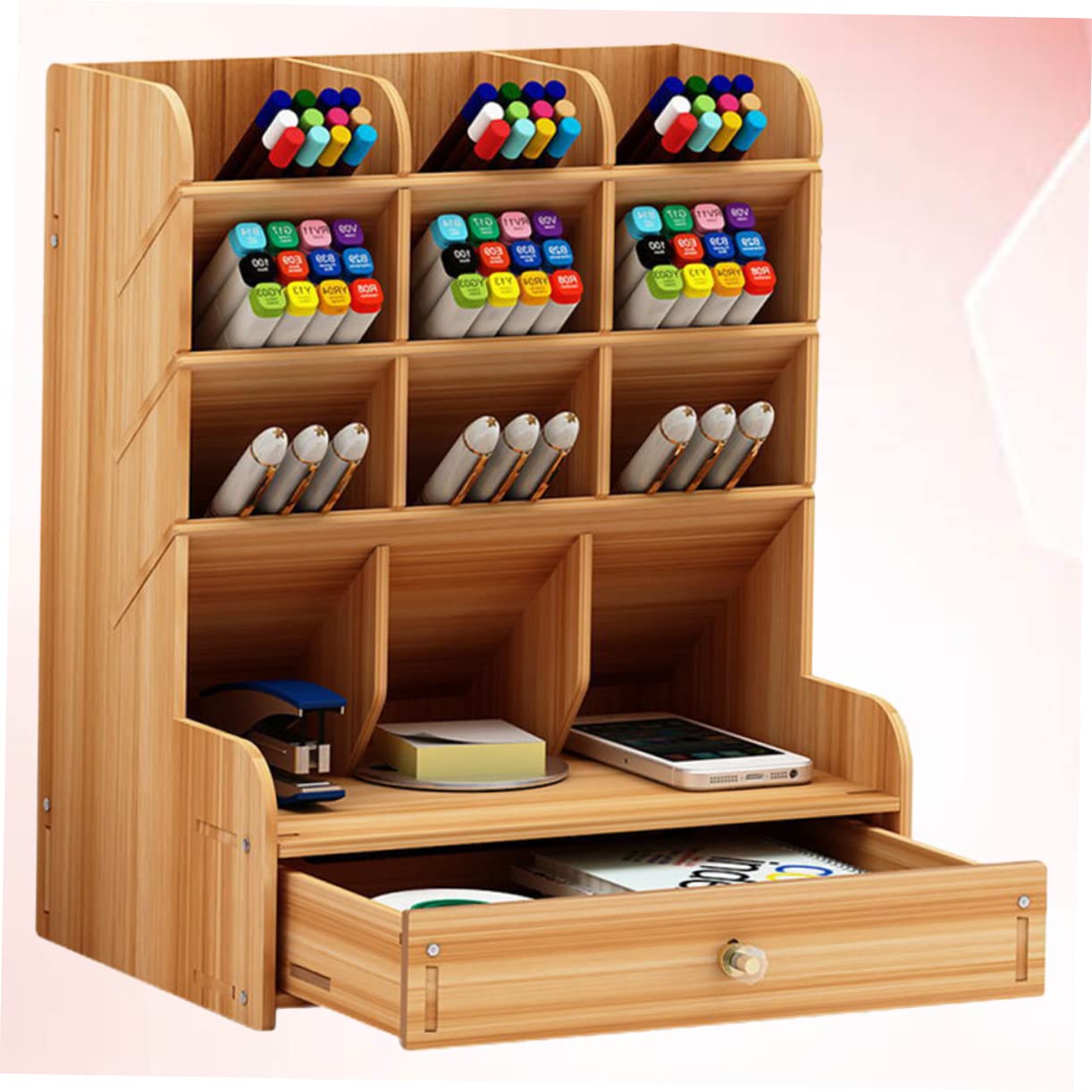 Einschulung Deko Holz Stiftehalter mit Großen Fächern für Büro Desktop