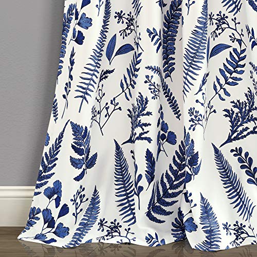 Lush Decor White-and-Navy Devonia Room-Darkening Window Curtain Set (95" x 52"), W 52" x L 95" (1 Panels) - Image 2