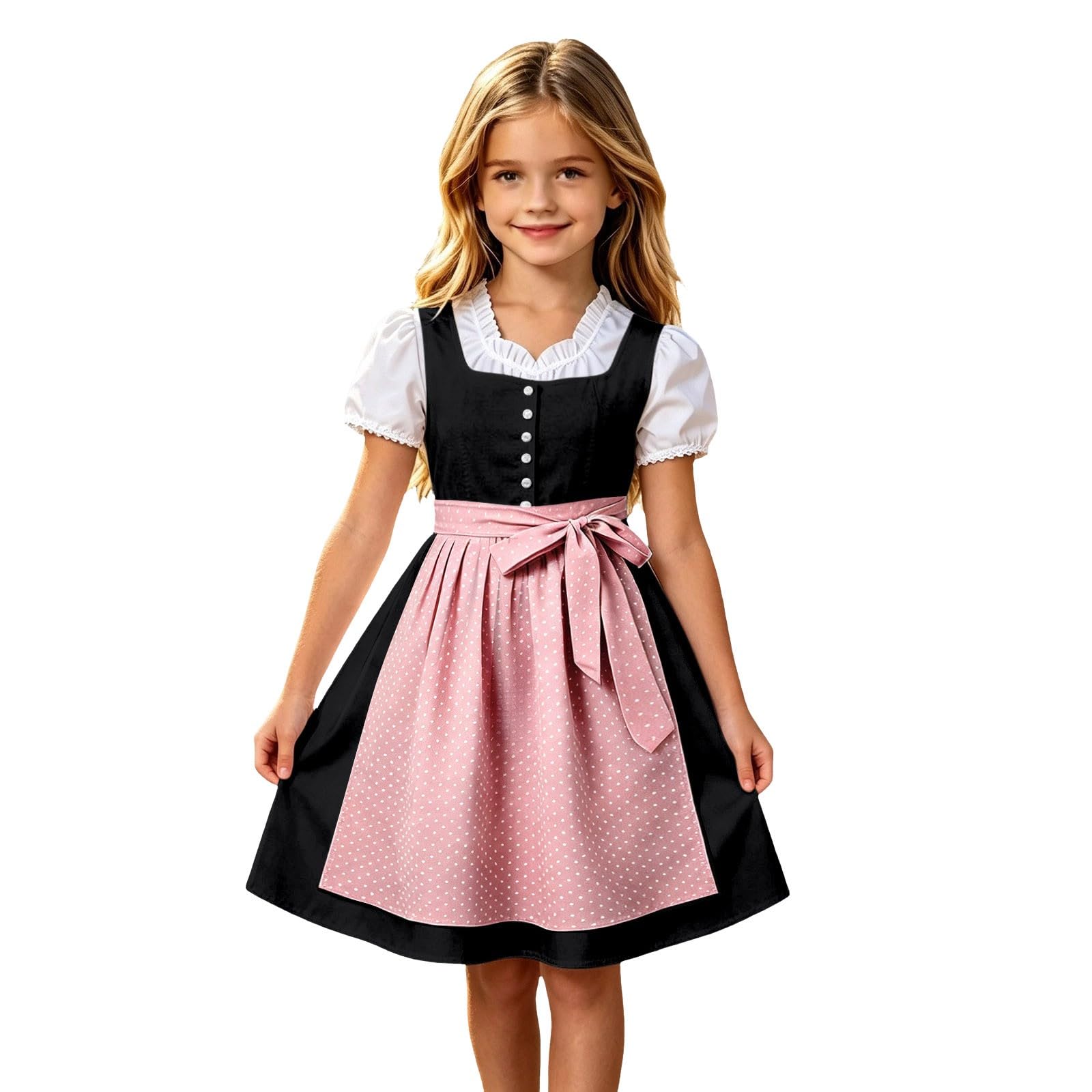 Girls Oktoberfest Costume Bavarian Beer Festival Dirndl Dress with Apron