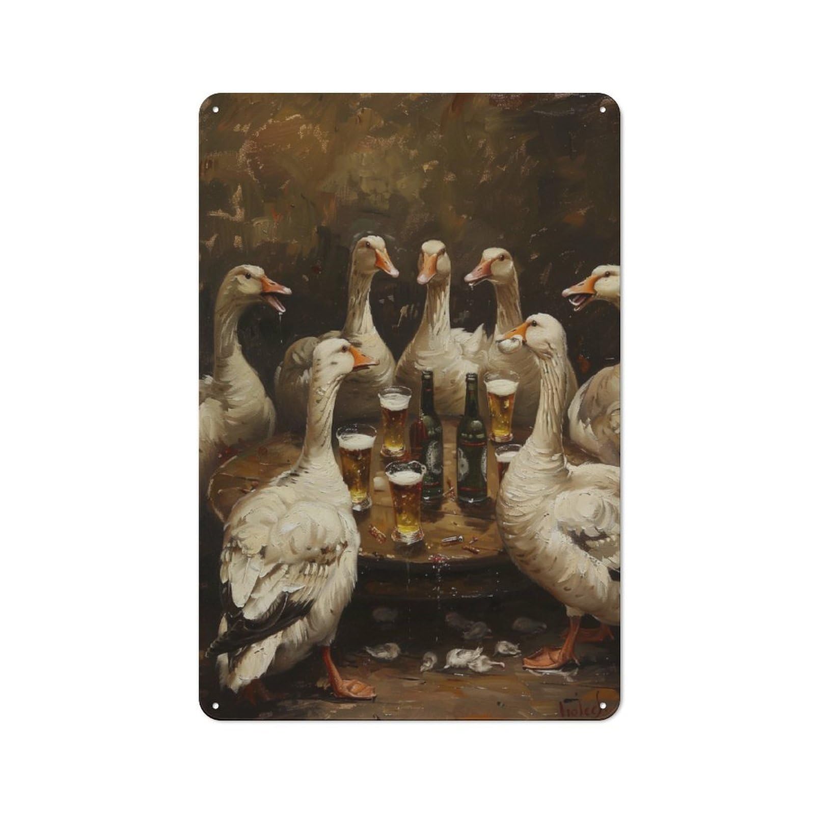 Junmoney Style-8 Gooses Beer Toast Tin Sign 30X20cm For Workshop Wall, Vintage Wall Decor, For Metal Sign Collectors, For Garage And Workshop Walls