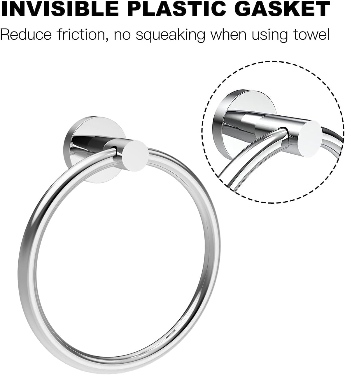 Polished Chrome Toilet Paper Holder & Towel Ring, SUS 304 Stainless Steel Silver Bathroom Hardware Set with Pivoting Toilet Paper Roll Holder Wall Mount for Bathroom - Image 6