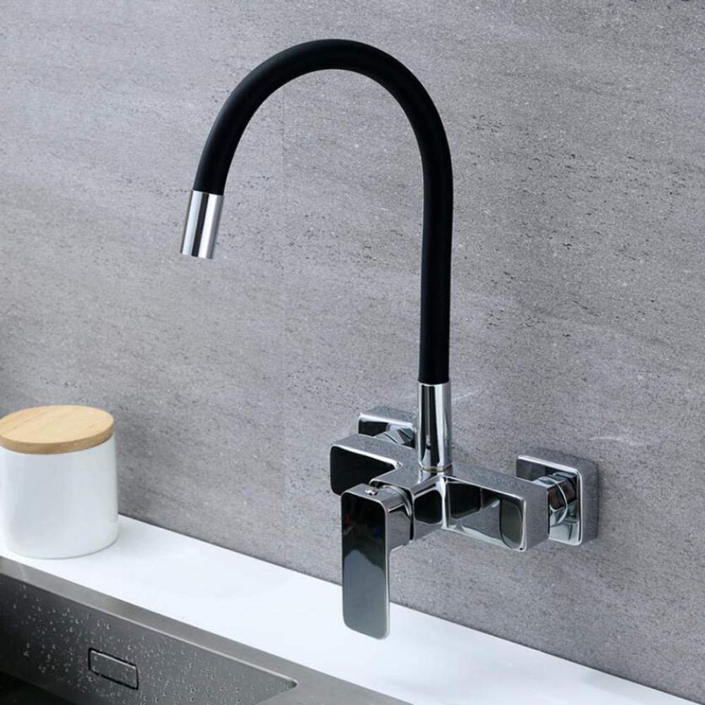 Robinet de cuisine double trou noir mitigeur eau chaude froide - 7
