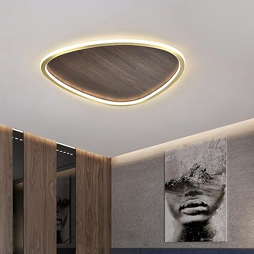 Miniatura 2 de Lámpara de techo de grano de madera de nogal simple y moderna, 3 temperaturas de color, ajustable, lámpara de techo ultra delgada de 2 pulgadas,