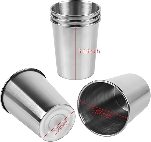 Miniatura 2 de Paquete de 5 vasos de acero inoxidable de 8 onzas de 7.8 fl oz, irrompibles, vasos de metal para niños y adultos, paquete de 5