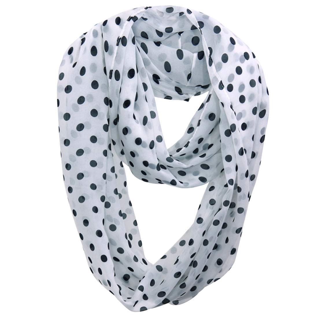 Leben Women's Dot-White Lerben® Retro Soft Chiffon Loop Infinity Scarf Wave Snood Wrap Scarves (Dot-White)