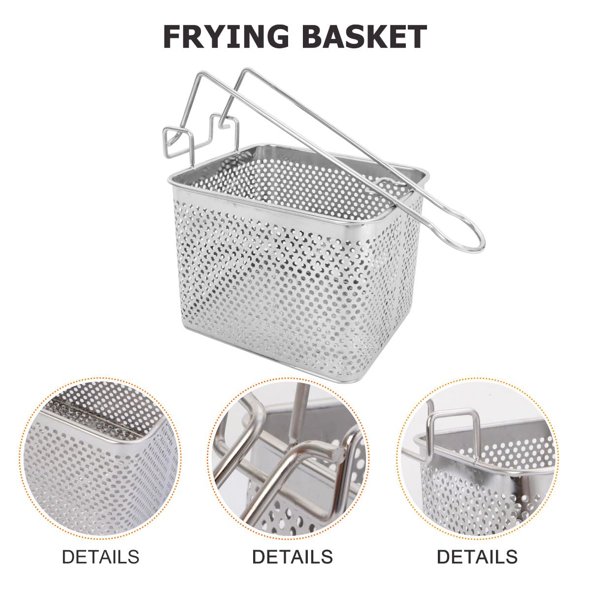 Cesta Cuadrada de Acero Inoxidable para Freír Diseño Resistente y Colador para Escurrir Aceite Adecuado para Freidora y Cocina Doméstica