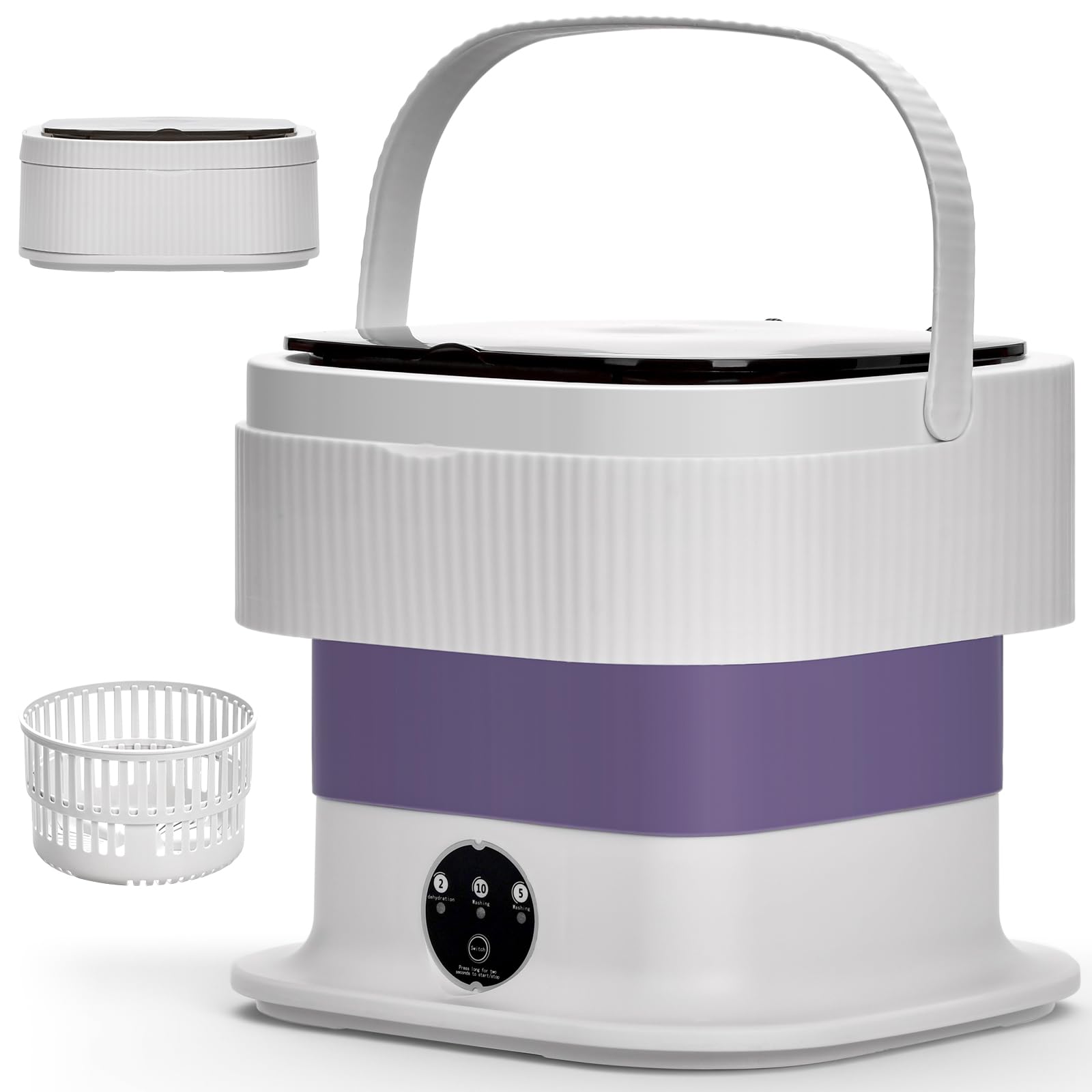 Koeutoze 10L Mini Portable Washing Machine with Removable Spin Basket, Foldable and Compact - 3 Touch Modes, No Water Connection, Washing Machine, Camping, Apartment, Travel, Dorm