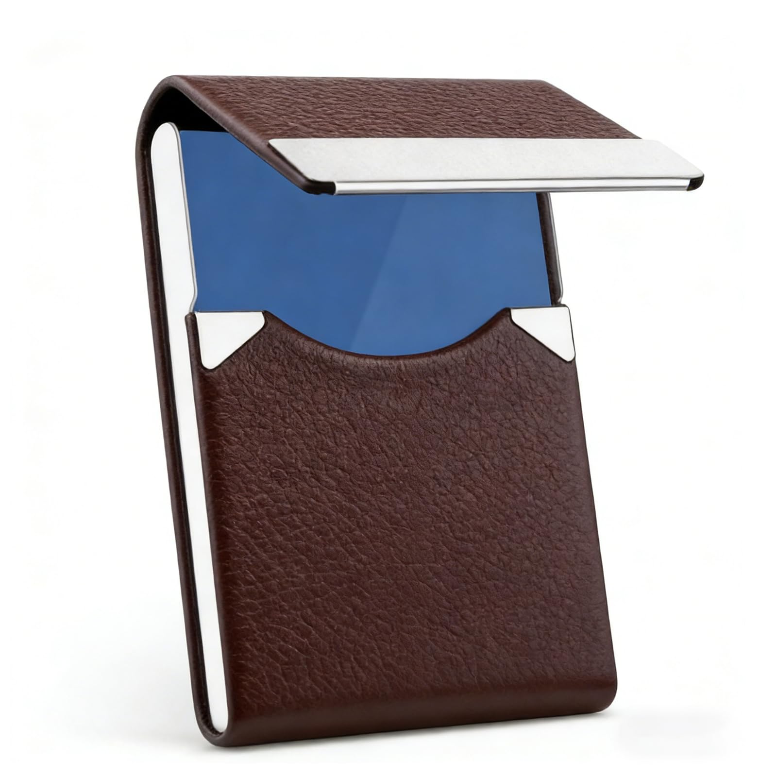 Vertical Card Holder, PU Leather Wallet 27 Cards, Business Card Holder with Metal Magnetic Clasp, Visiting Card Holder, Unisex Ideal Choice for Holiday Gifts （9 x 1 x 6 Cm） (Coffee Brown)-image-16
