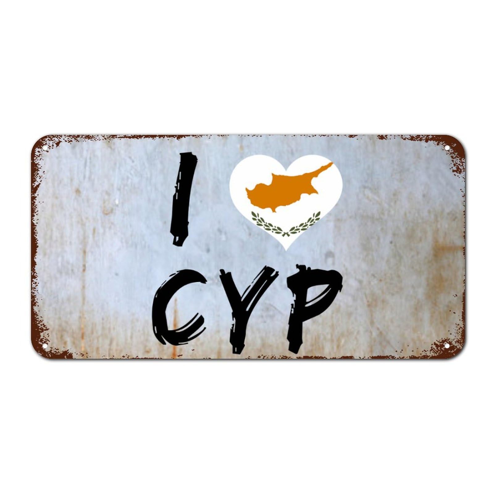 Yelolyio I Love Cyprus Metal Signs Outdoor Vintage Front Door Signs Cyprus National Flag Wall Decor Country Souvenir Metal Plaque For Cabin Lounge Shop 6X12 Inch