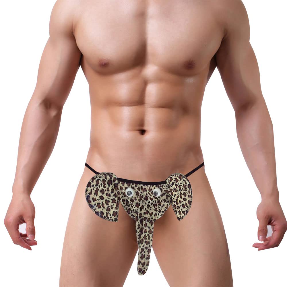 YEMYIQZMen Thong Elephant Funny G-String Exotic Underwear T-Back Mesh Christmas Joke Gag Prank Gifts Valentines Day for Him