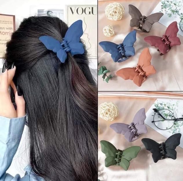 RHOSYN HAIR ACCESSORIES 6 Pieces Hair Claw Clips, Small Medium Matte Glossy Color Butterfly Barrettes For Thick Thin Long Hair, Tight Strong Grip Clutchers For Women,Girls Accessories 3